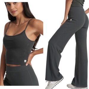 Vuori Bayview Waffle Knit Thermal Matching Set Tank and Wide Leg Pant Light Grey